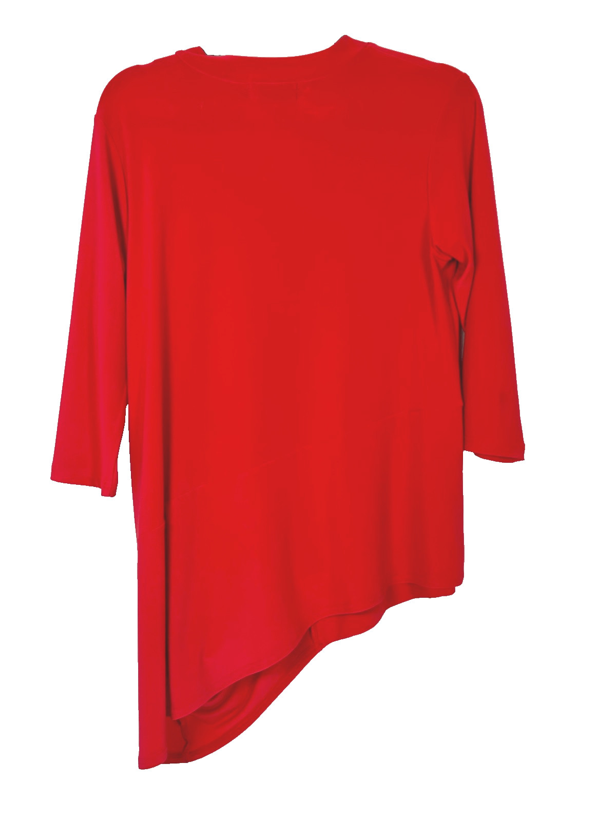 SYMPLI Canada 8 Medium Blouse Top Jersey Knit Red Drape Pocket V Neck Pull On