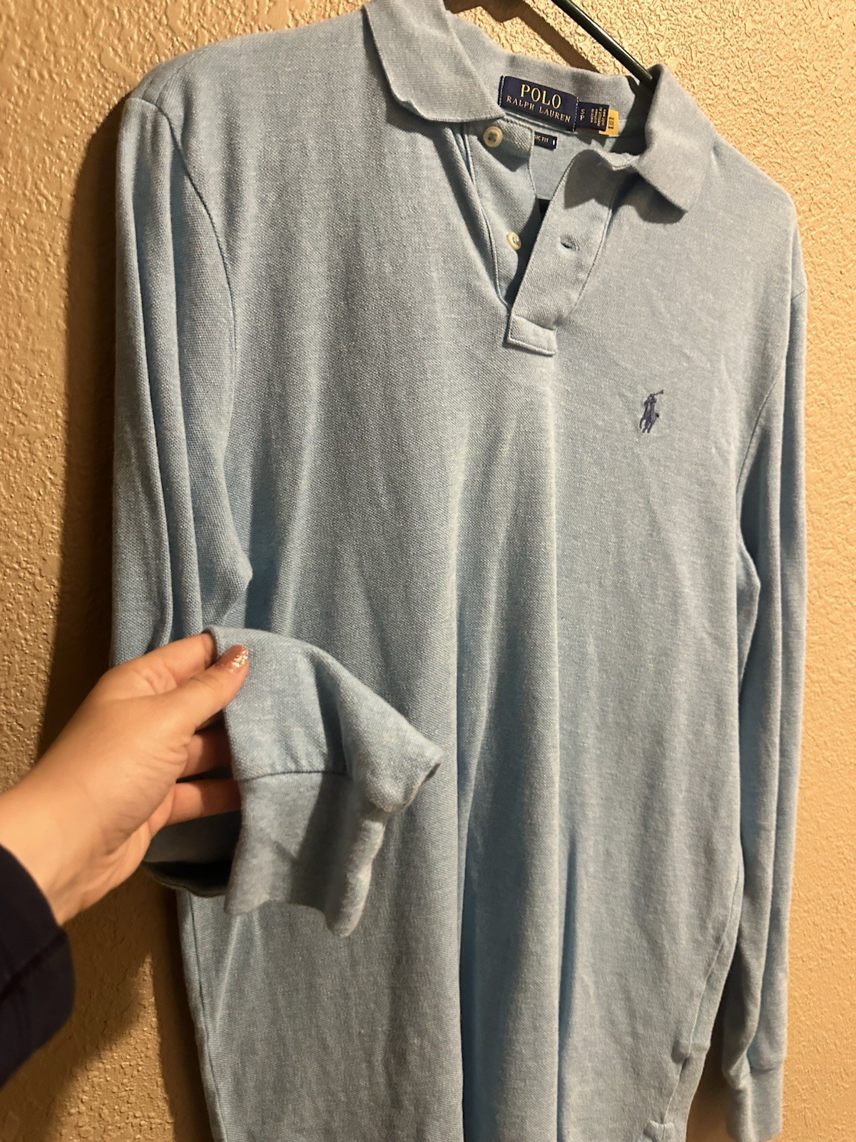 Polo Ralph Lauren Classic Fit Blue Long Sleeve Polo Shirt Men’s S Cotton Knit