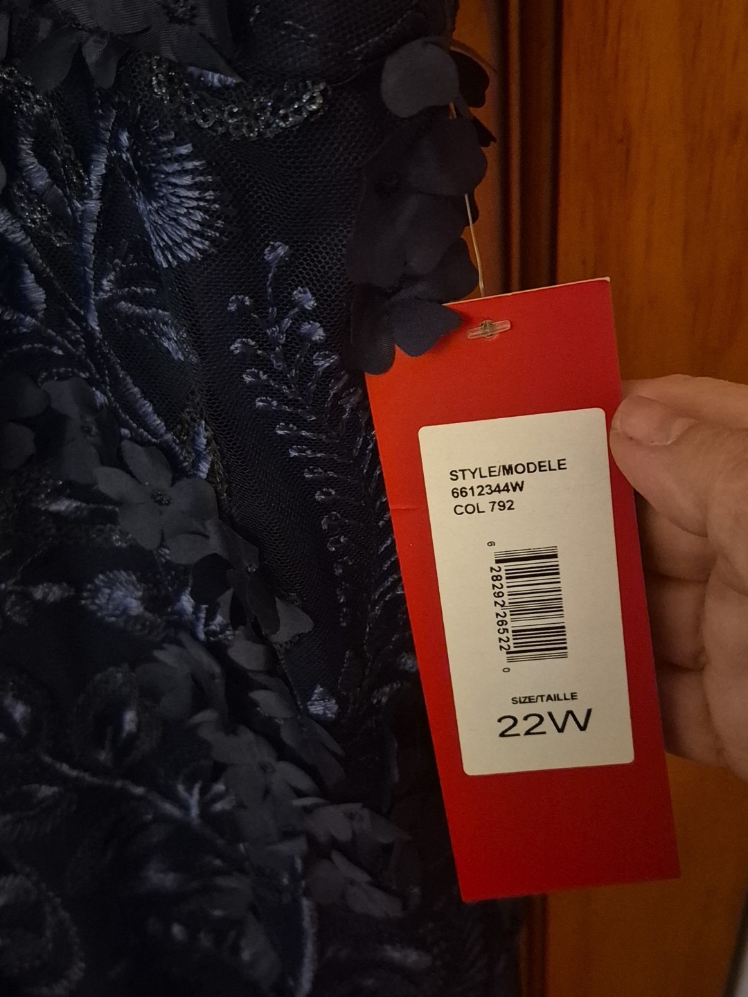 Carmen Marc Valvo Infusion 3D Blue Lined Dress size 22W NWT
