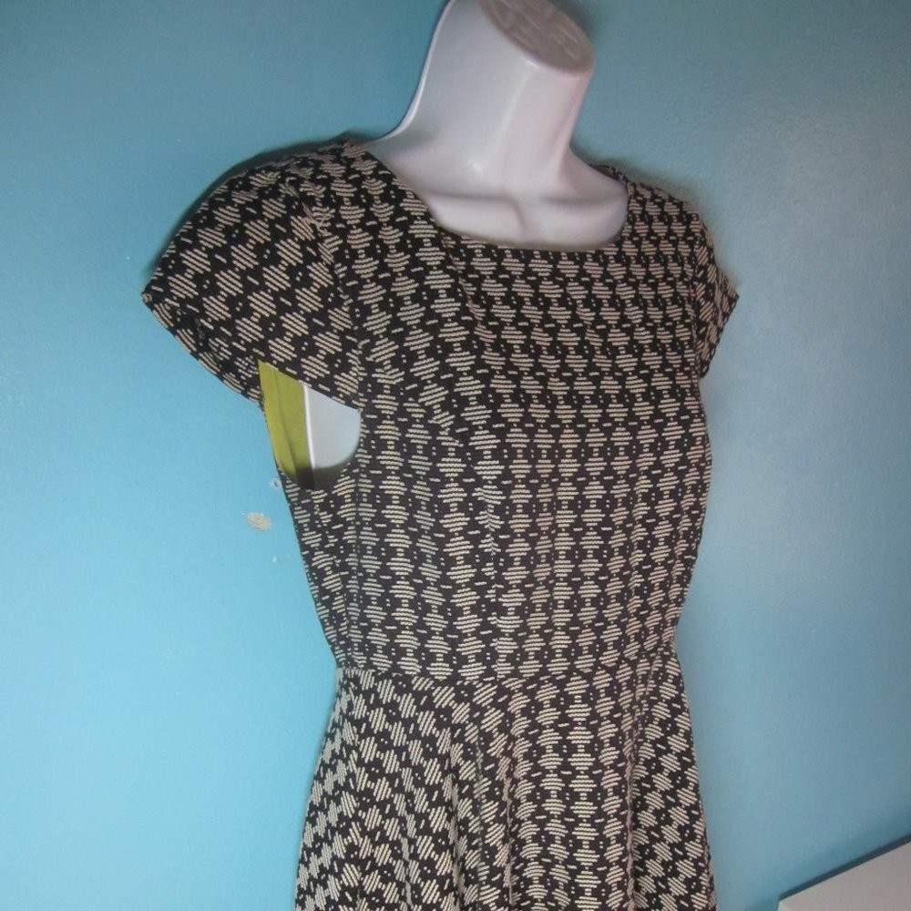 Anthropologie Maeve Womens Size 0 Fit / Flare Dress Black & White Casual Dressy