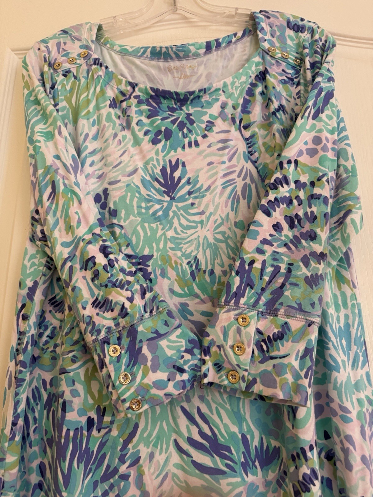 Lilly Pulitzer Women’s Blue & Aqua 3-Quarter sleeves Dress Sz Xl ￼ Gently Used