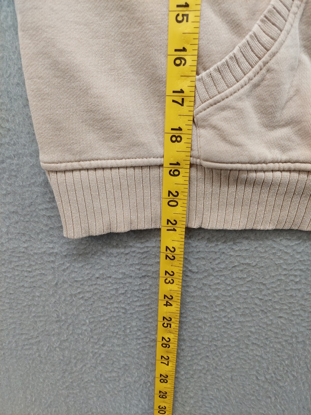 C&C California Women Sweatshirt L Beige Mock Neck 1/2 Zip Kangaroo Pocket Casual