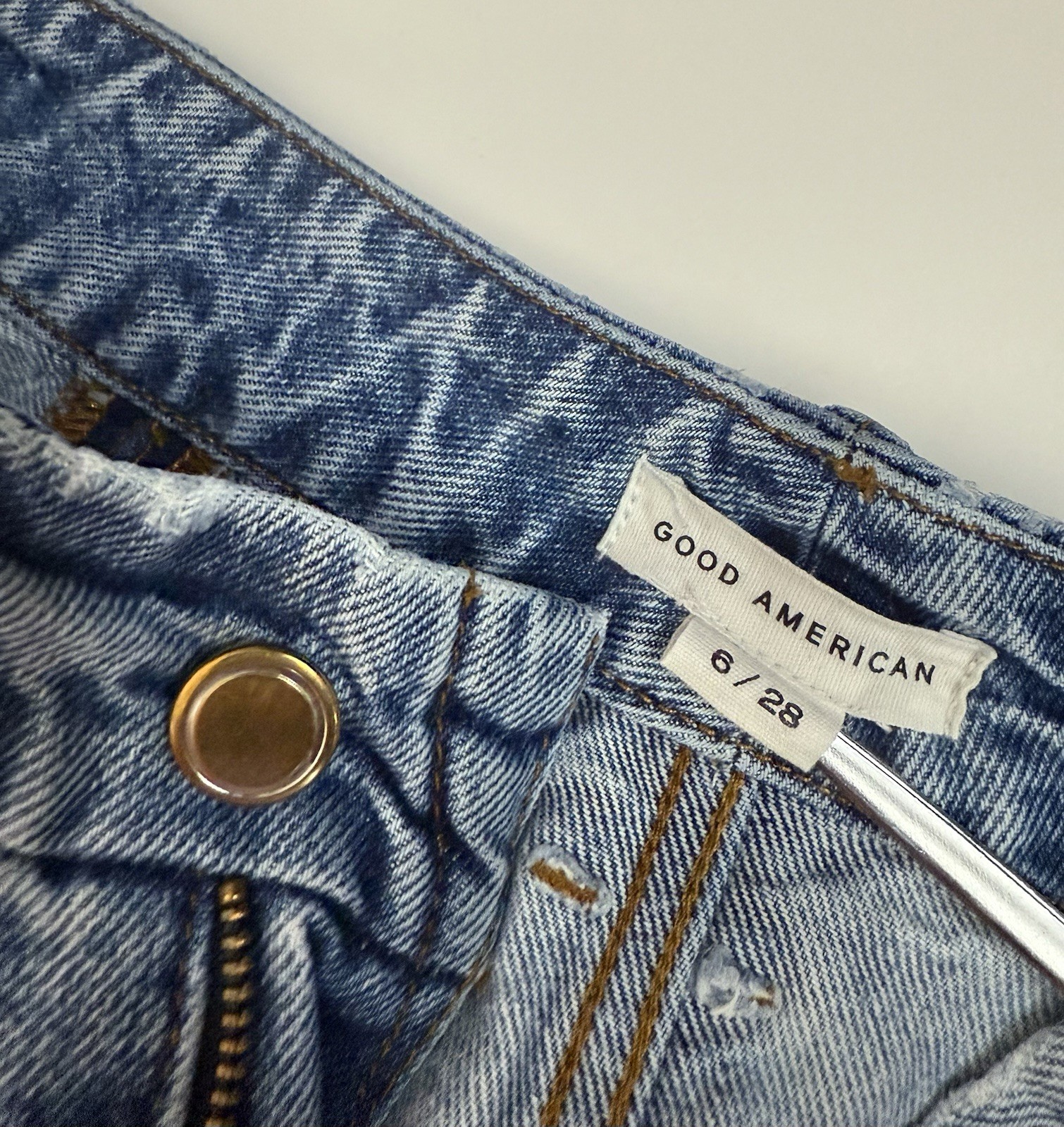 GOOD AMERICAN JEANS 6/28 30×32” Good Ease Indigo Mid Rise Split Hem Wide Leg 90s