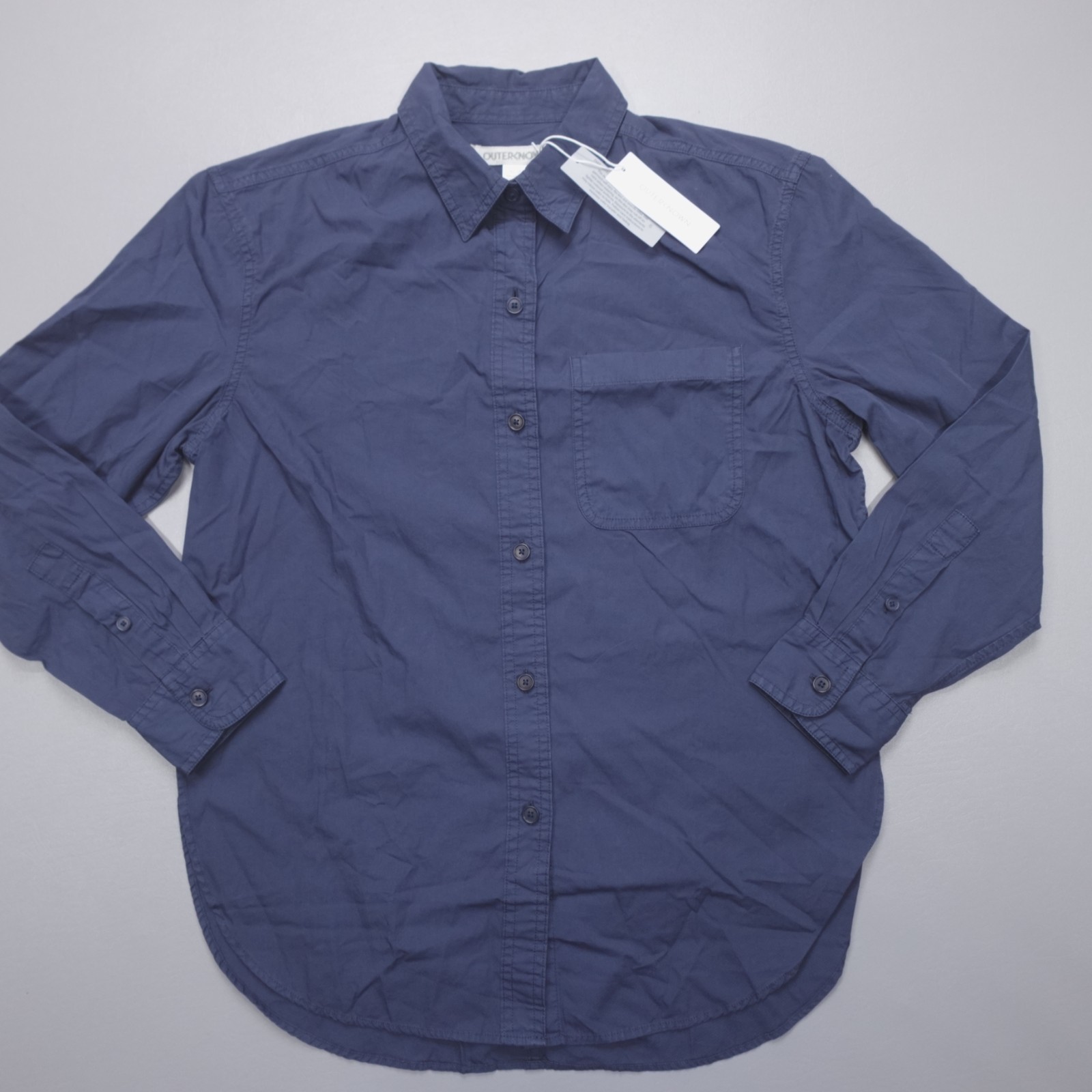 Outerknown The Weekend Shirt MRN Blue Organic Cotton Oversized Women’s Size XS