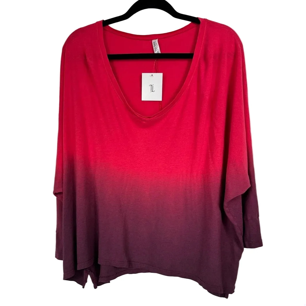Tee Shop Red & Purple 3/4 Sleeve Blouse Women’s XL