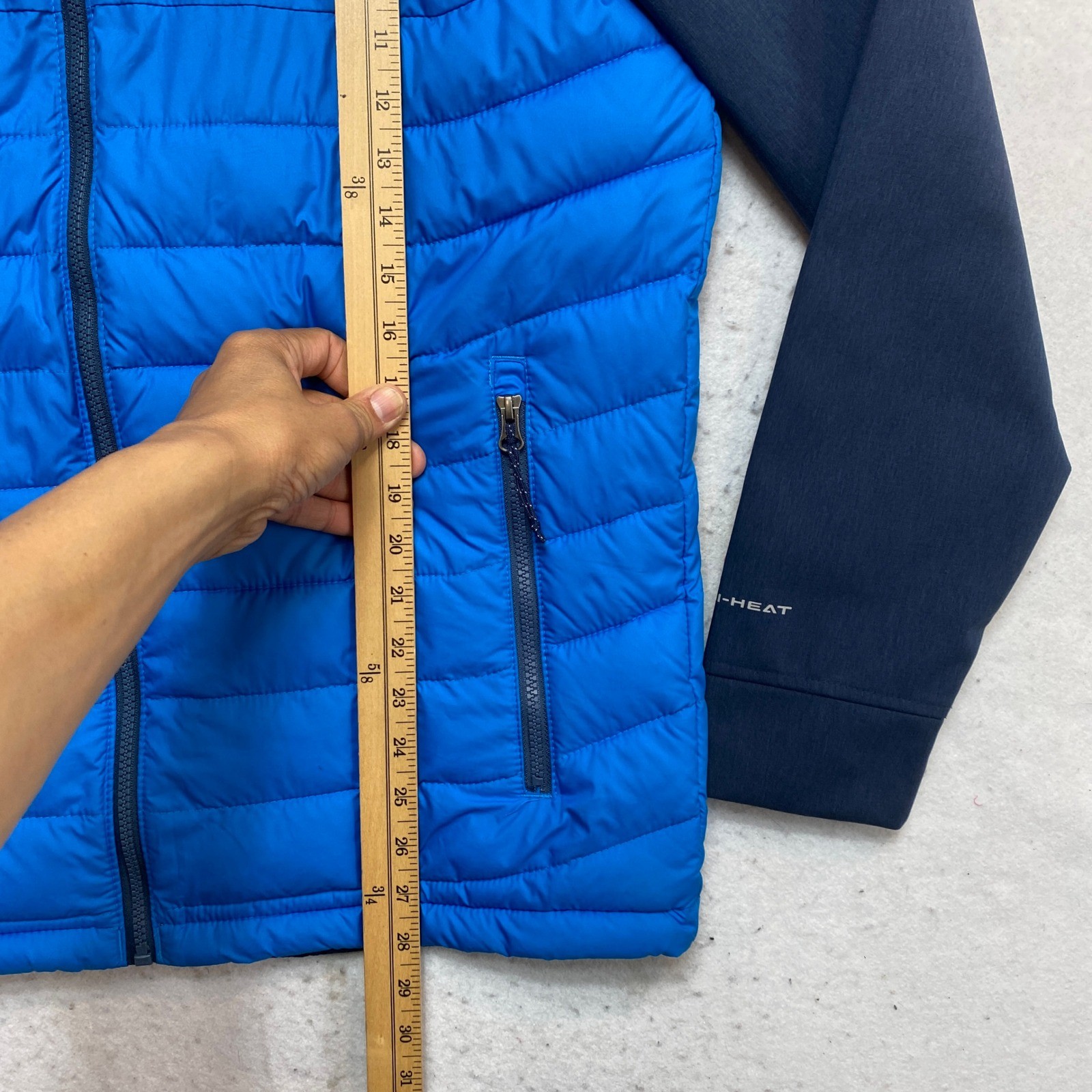 Columbia Puffer Jacket Mens Size Medium Blue Navy Omni-Heat Hybrid WM1509