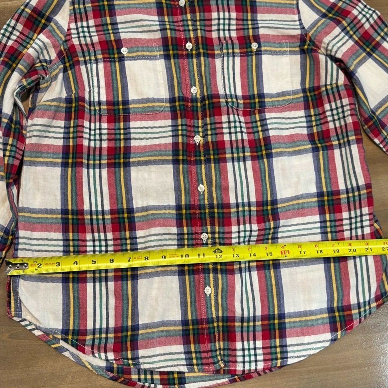 St. Johns Bay L Plaid Button Front Shirt Long Sleeve 100% Cotton Multicolor