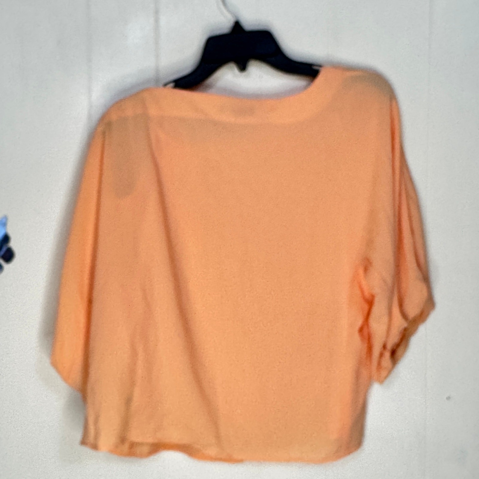 1.State Womens Blouse Size Medium Orange Semi Sheer Cut Out Tie Neckline New