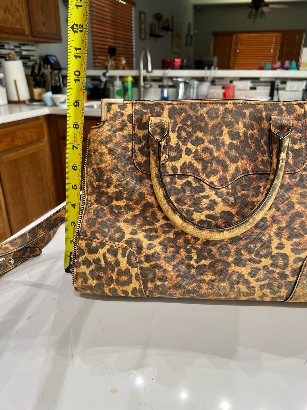 Rebecca Minkoff M.A.B. Tote Leopard Print Saffiano Leather Satchel Bag