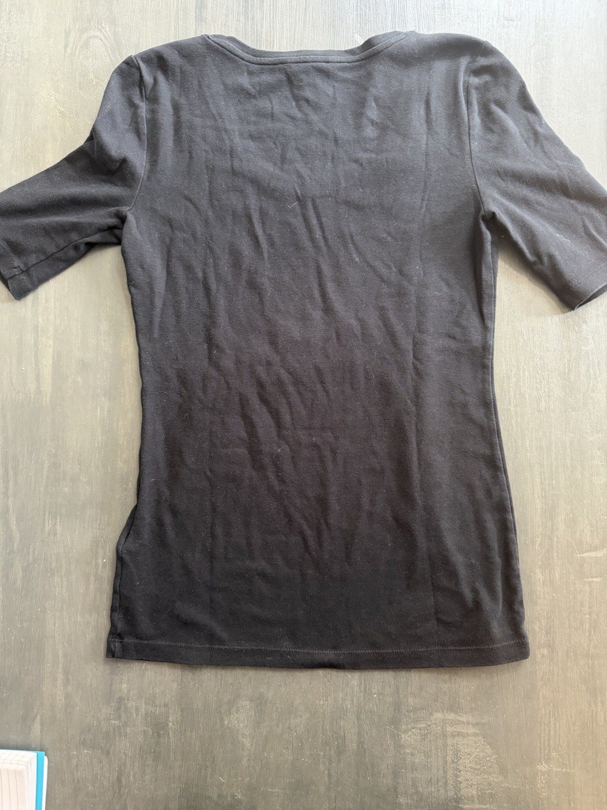 Banana Republic Black Scoop Neck Stretch Tee Shirt Women’s Small 3/4 Sleeve