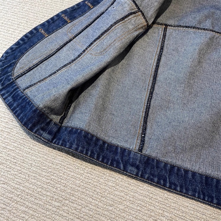 Sandro Color-blocking collared denim vest Sleeveless tank top Coat