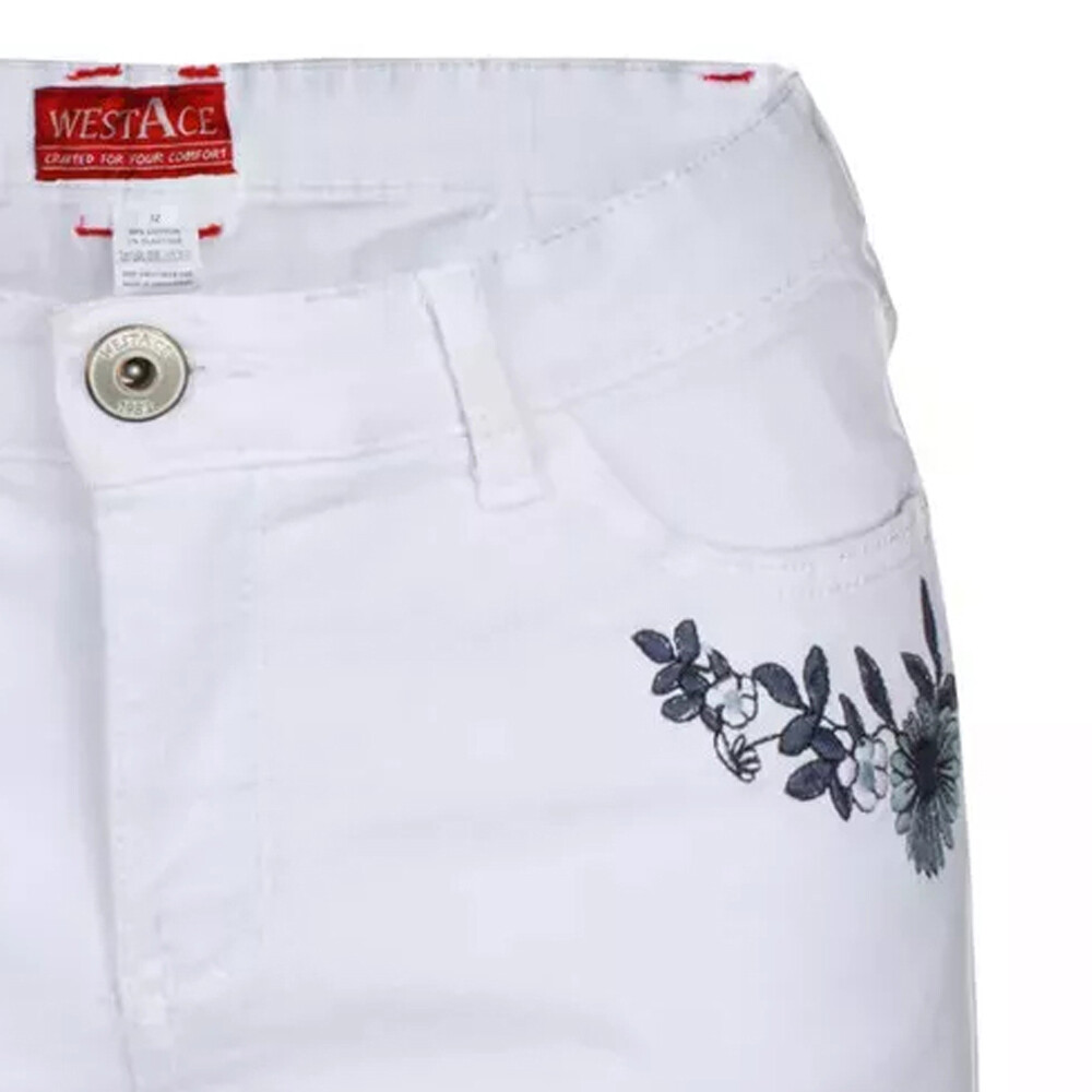 Womens Mid Blue High Waisted Stretch Denim Shorts Summer Hot Pant Multiple Sizes