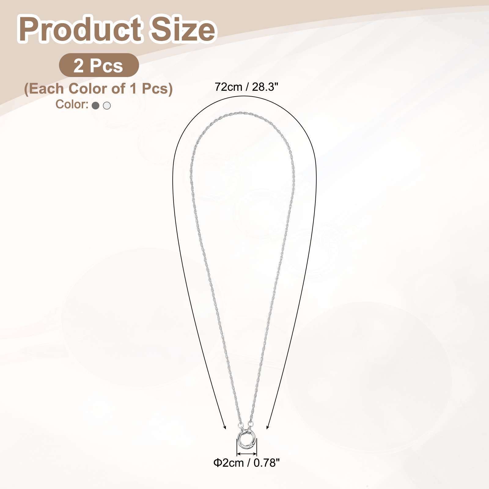 2Pcs Glasses Holder Round Eyeglass Holder Necklace Ring for Women White Black