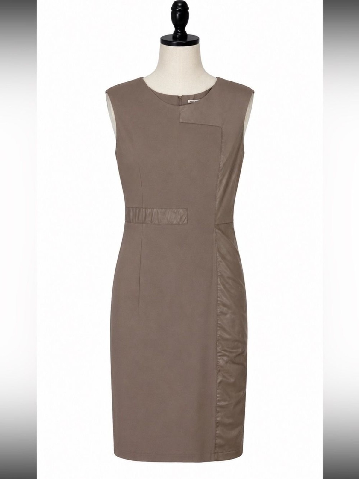 My Tribe Size Medium Ponte Roma A Line Sleeveless Dress Leather Accents
