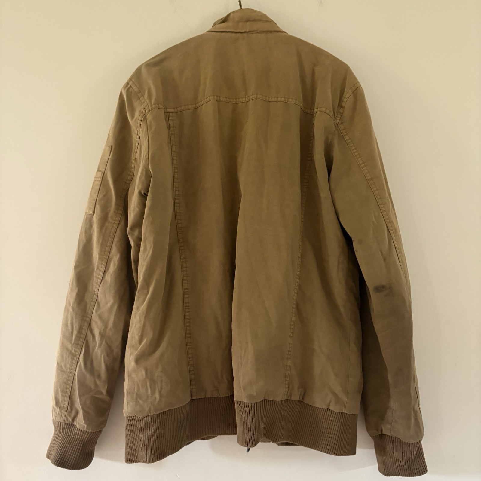 BKE Men’s Brown Bomber Jacket Sherpa Lined Zip/Button Pockets Size M