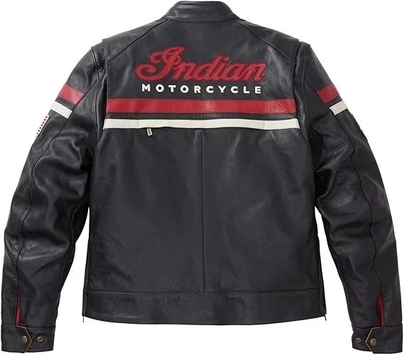 Men’s Indian Motorcycle Genuine Leather Vintage Biker Riding Jacket