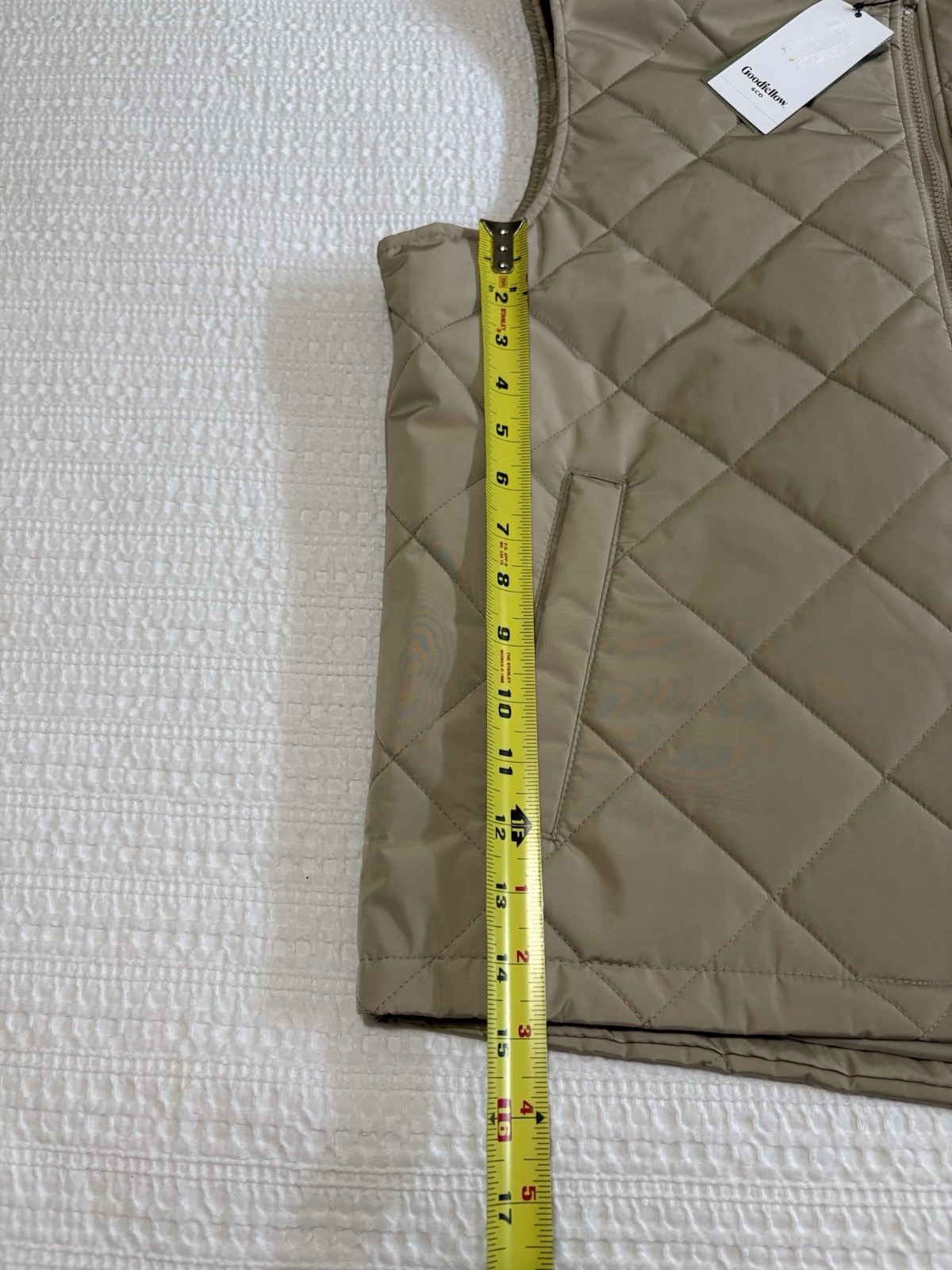 Goodfellow & Co Mens Large Quilted Puffer Vest New With Tags Tan Full Zip