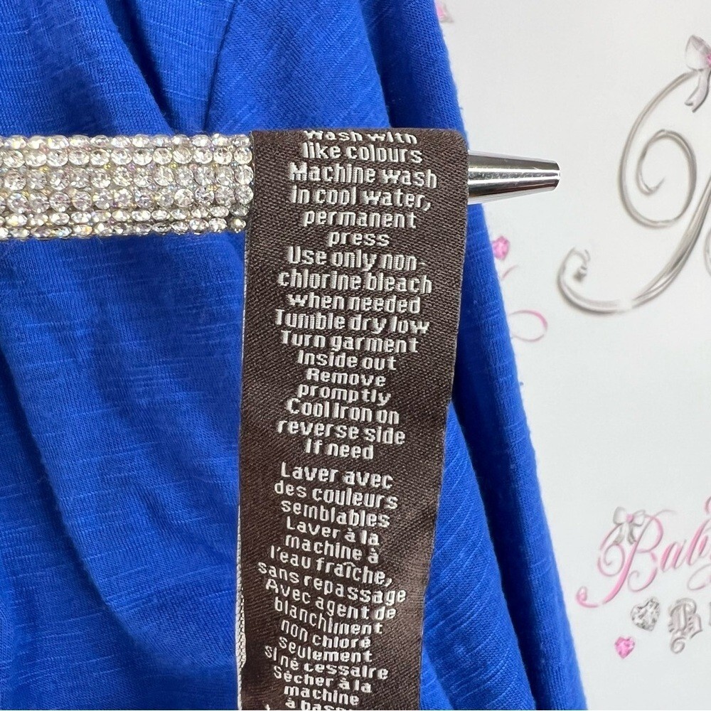 Jessica cardigan studded crystal Sapphire Blue Sweater Rhinestone Trim open