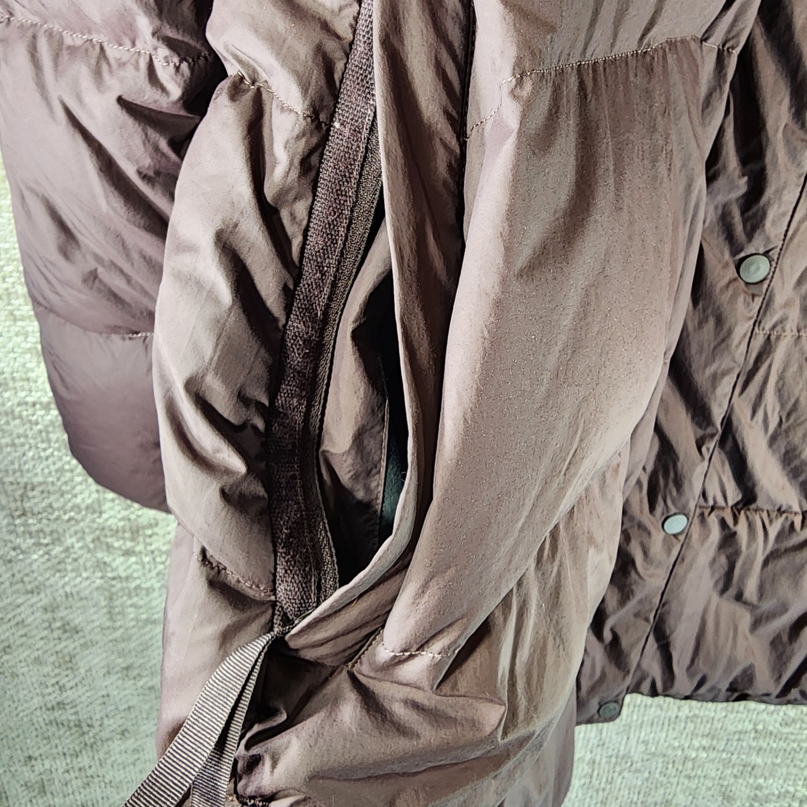 REI Down Parka Womens 3X Dusty Plum Sherpa Lined Hood Full Zip Snap