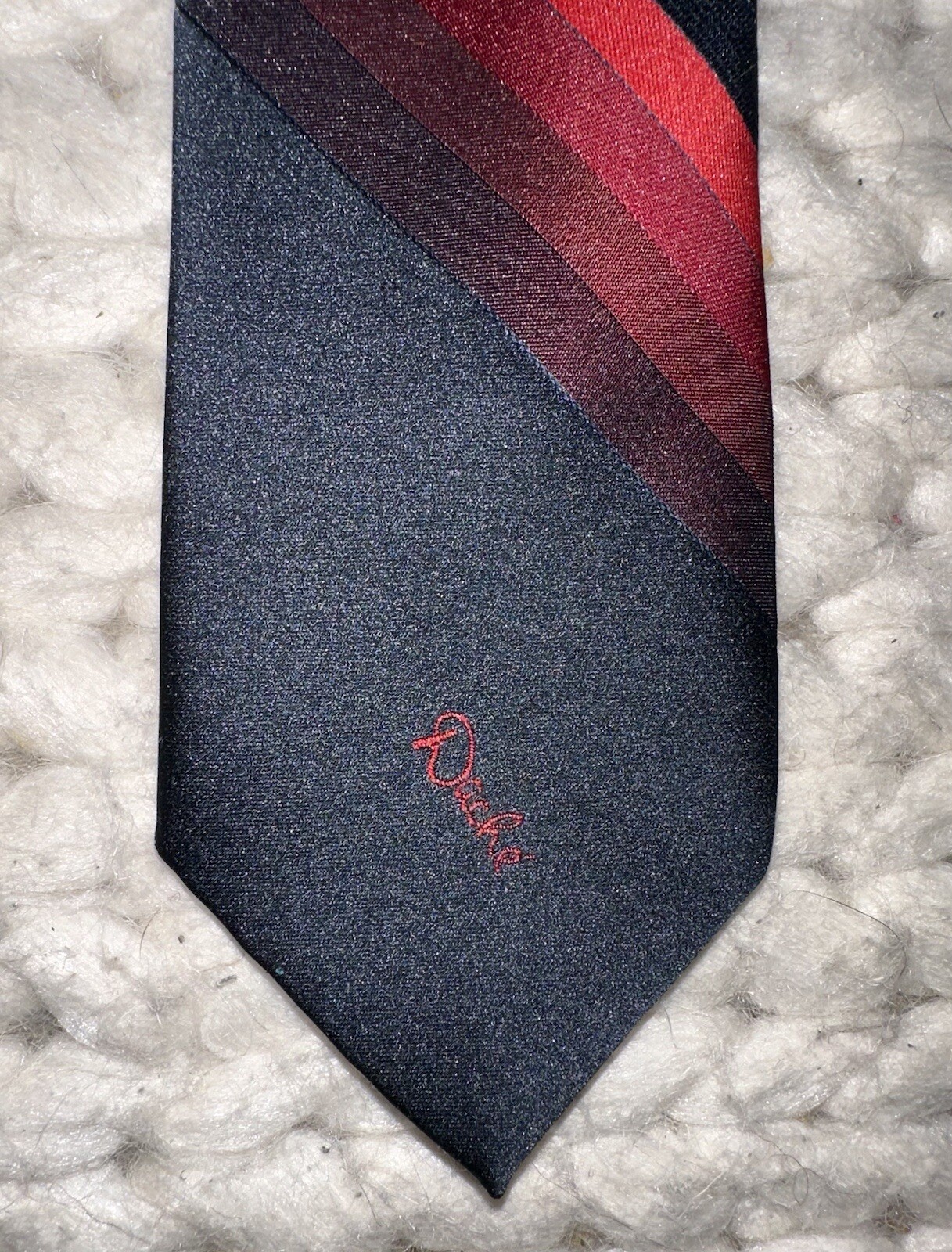 Vintage Lilly Dache Tie Polyester Silk Geometric Striped Rome Paris Black Red