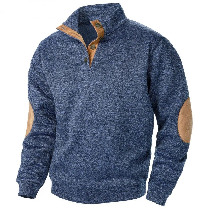 Autumn Winter Men’s Stand Collar Long Sleeve Casual Knitted Pullover Sweater Top
