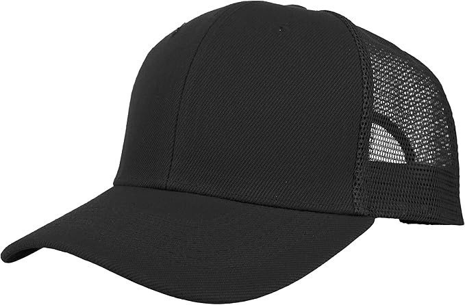 Gelante Trucker Hat Mesh Back Snapback Adjustable Baseball Cap Black Unisex