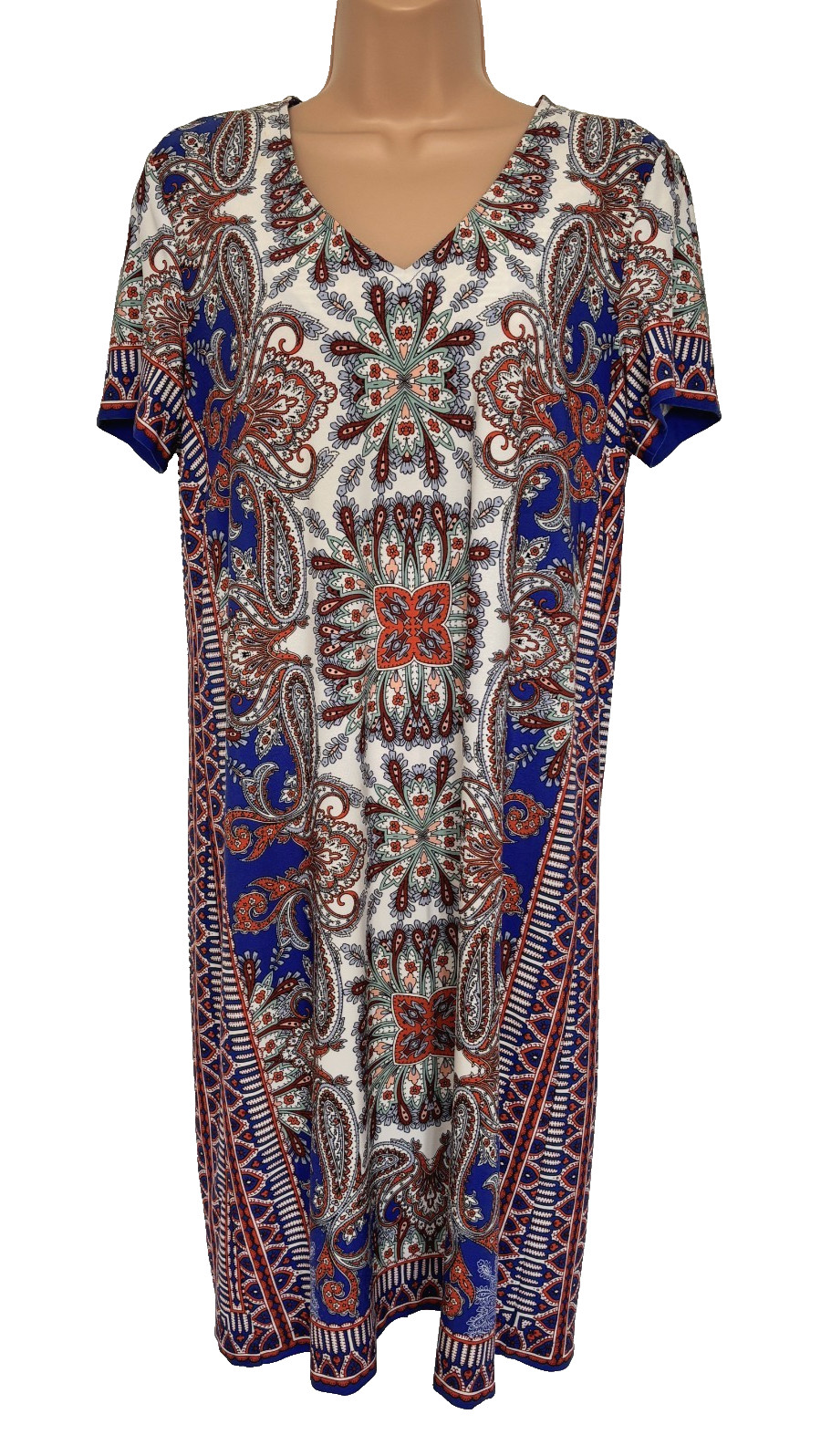 London Times Stretch Jersey Shift Dress Floral Paisley UK 12 Colours of Morocco