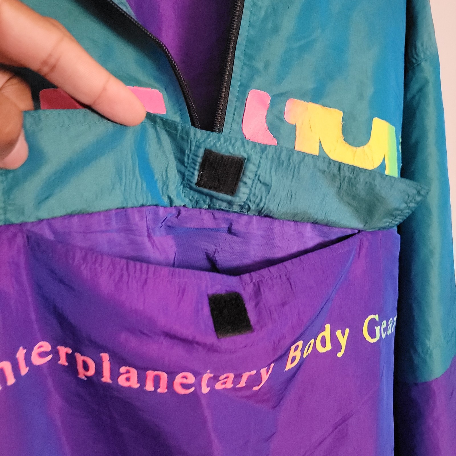 Vintage Surf Style Jacket Purple Iridescent Pullover Windbreaker Men’s O/S XL