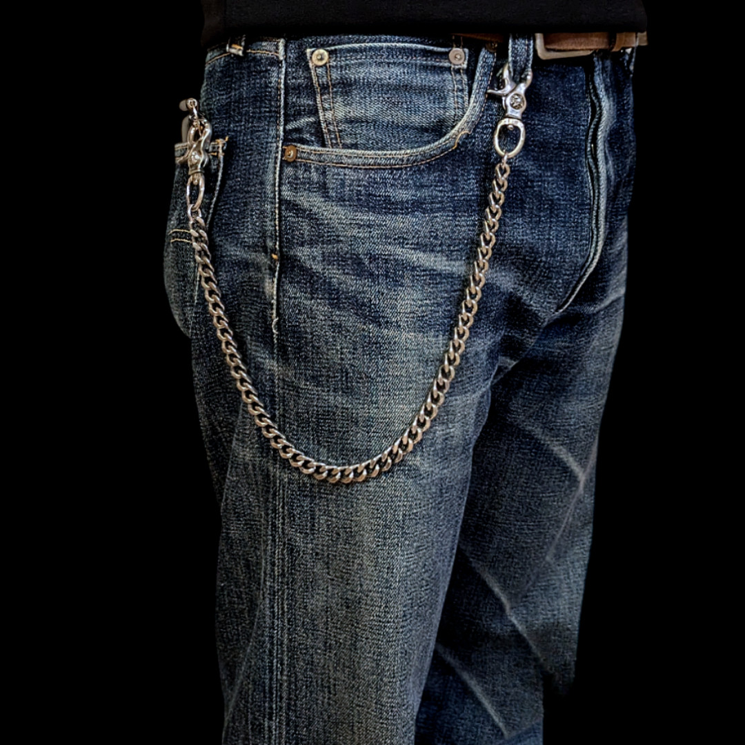 Solid brass Stainless steel Wallet chain Vintage finish Handmade in Japan ZLSK