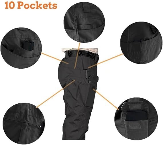 Mens Cargo Pants Tactical Waterproof Work Hiking Combat Outdoor Trousers Pants