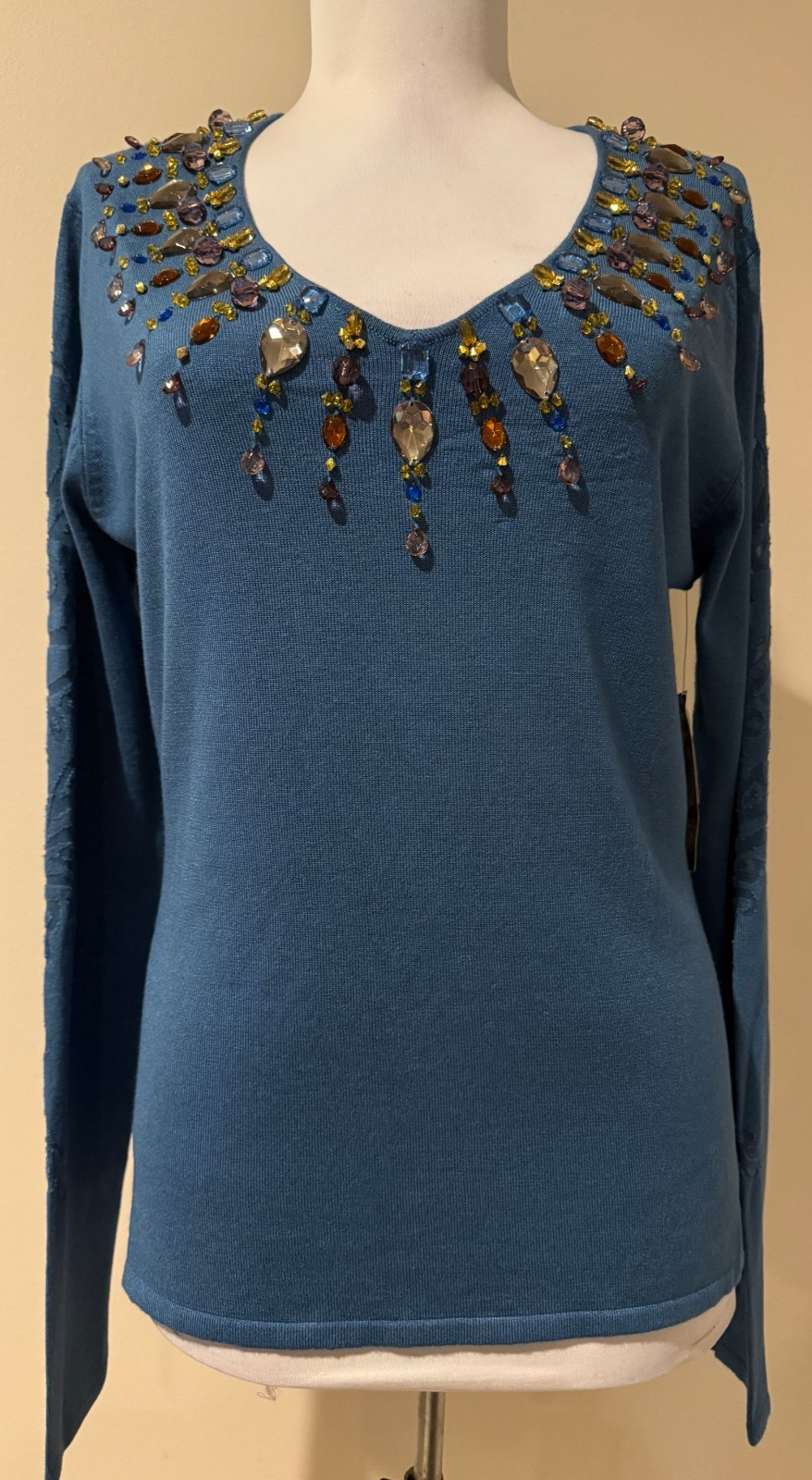 SOFT SURROUNDINGS Womens Hand Beaded Burnt Out Shirt Top NWT – Sz Small