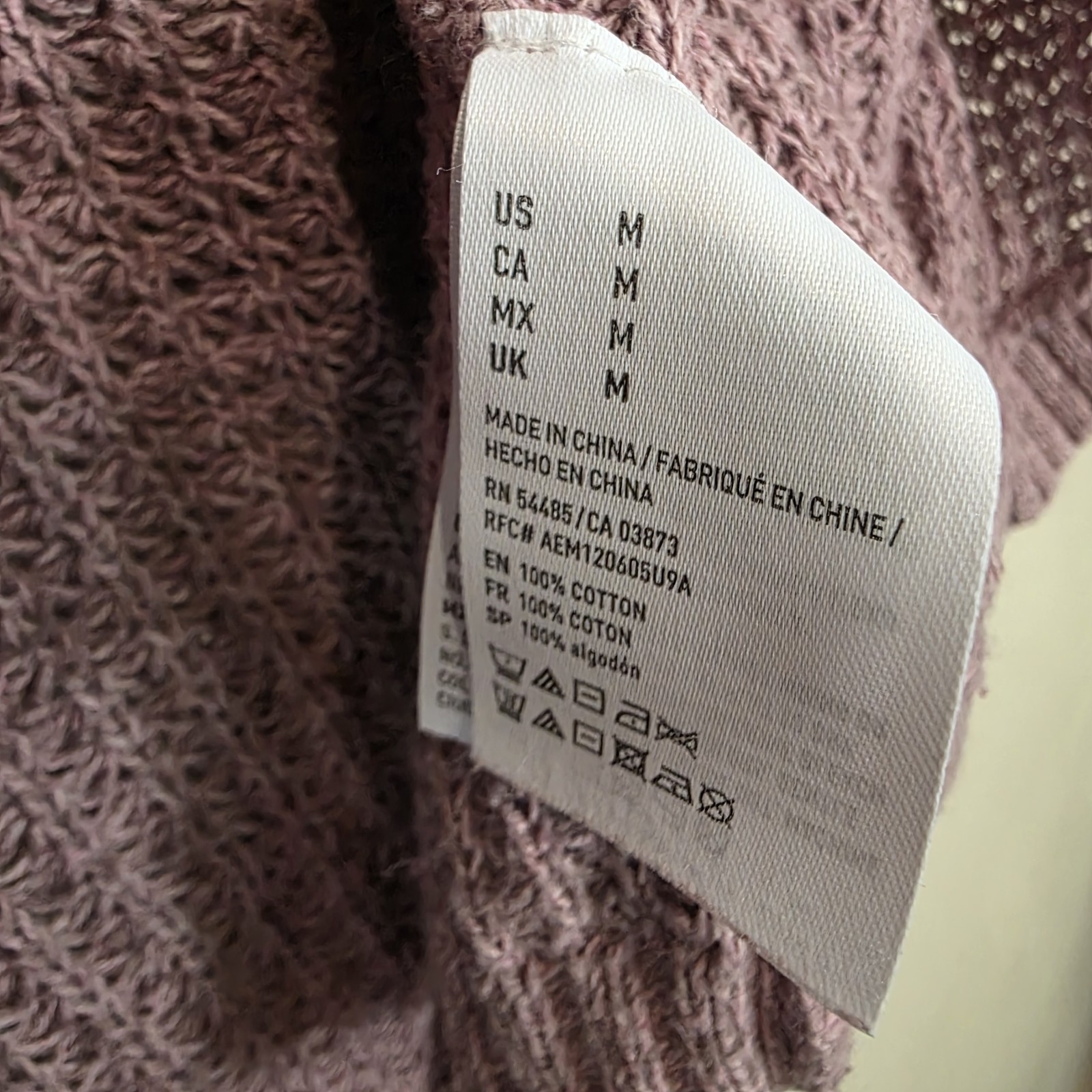 American Eagle Outfitters Purple Solid Knit Cotton Open Cardigan Sweater Women M