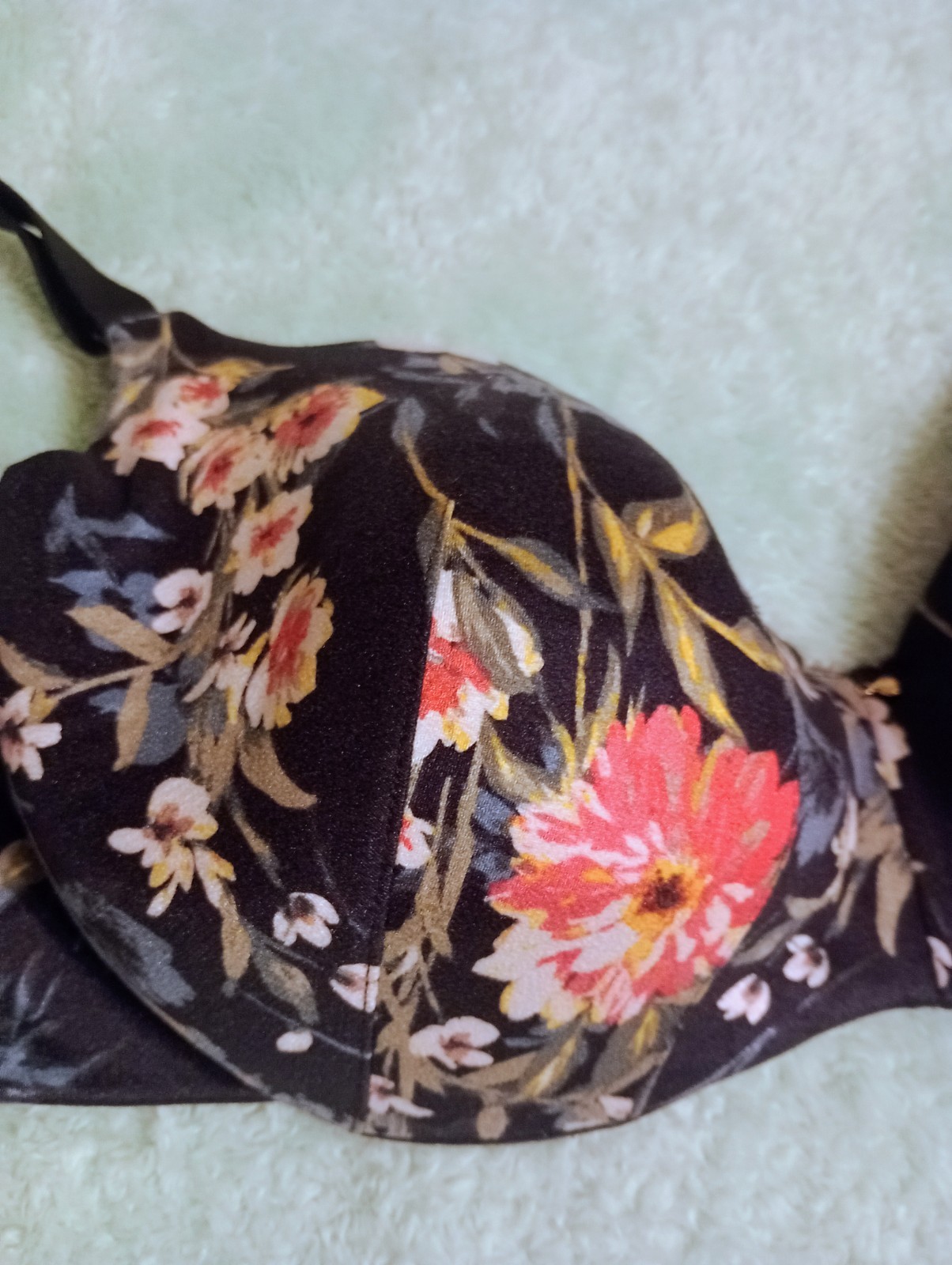 Cacique Bra 42C Lightly Lined Balconette Blue Floral Underwire