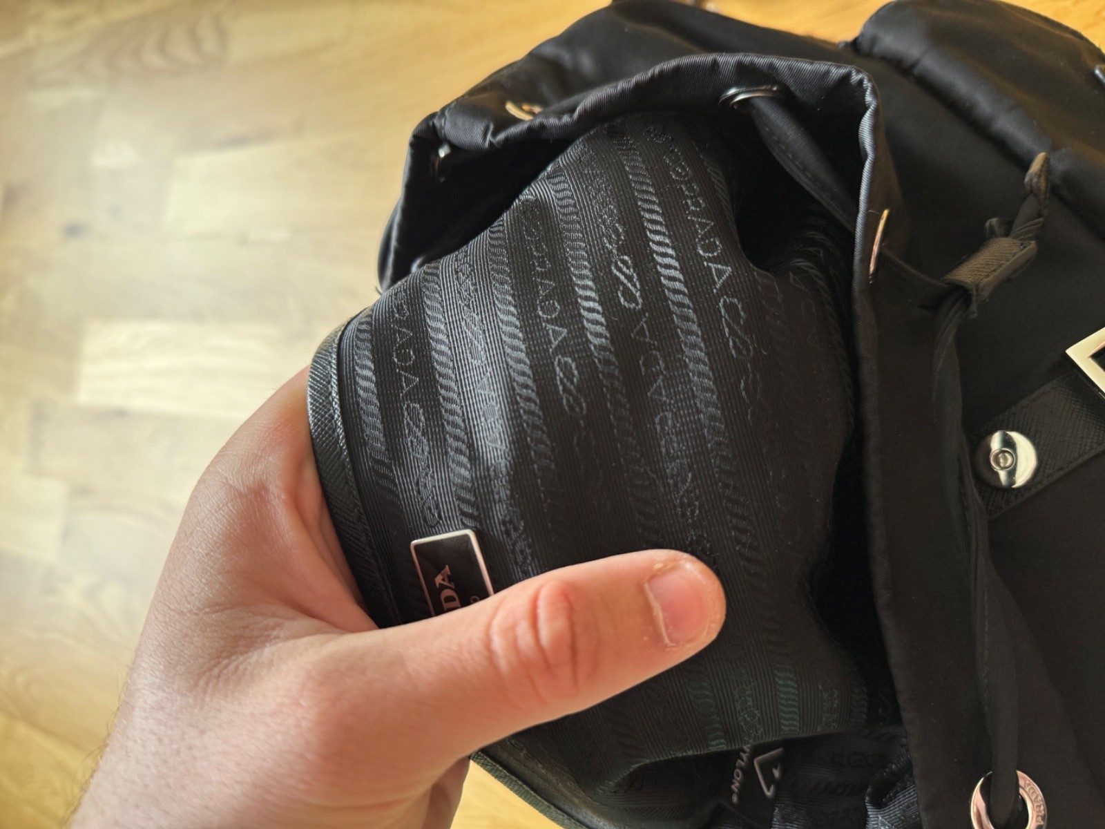 PRADA Re Nylon Buckle Closure Backpack Medium Black Nylon