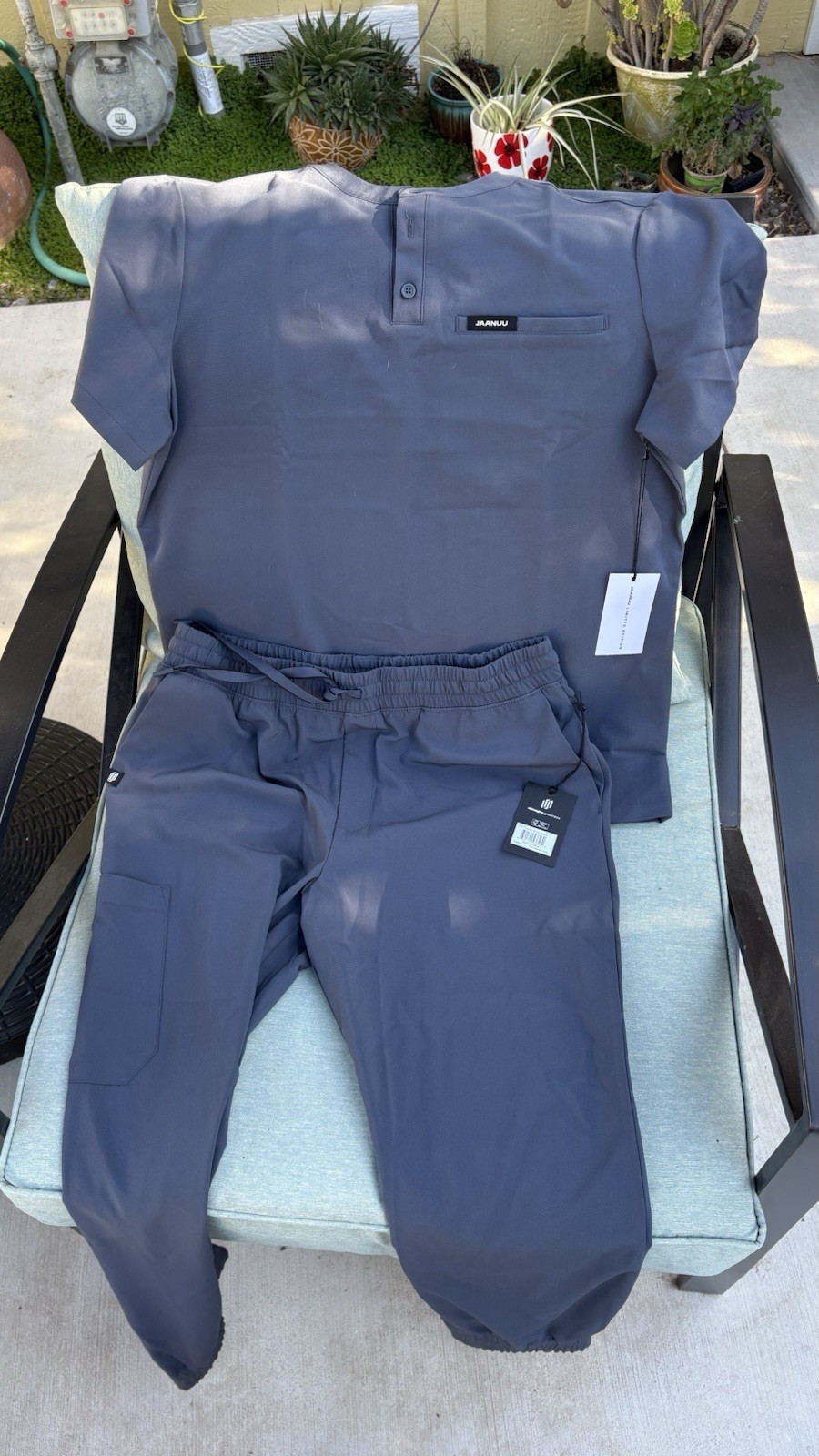 Jaanuu Medical Scrub Set Gray M Recycled Polyester Solid Knit