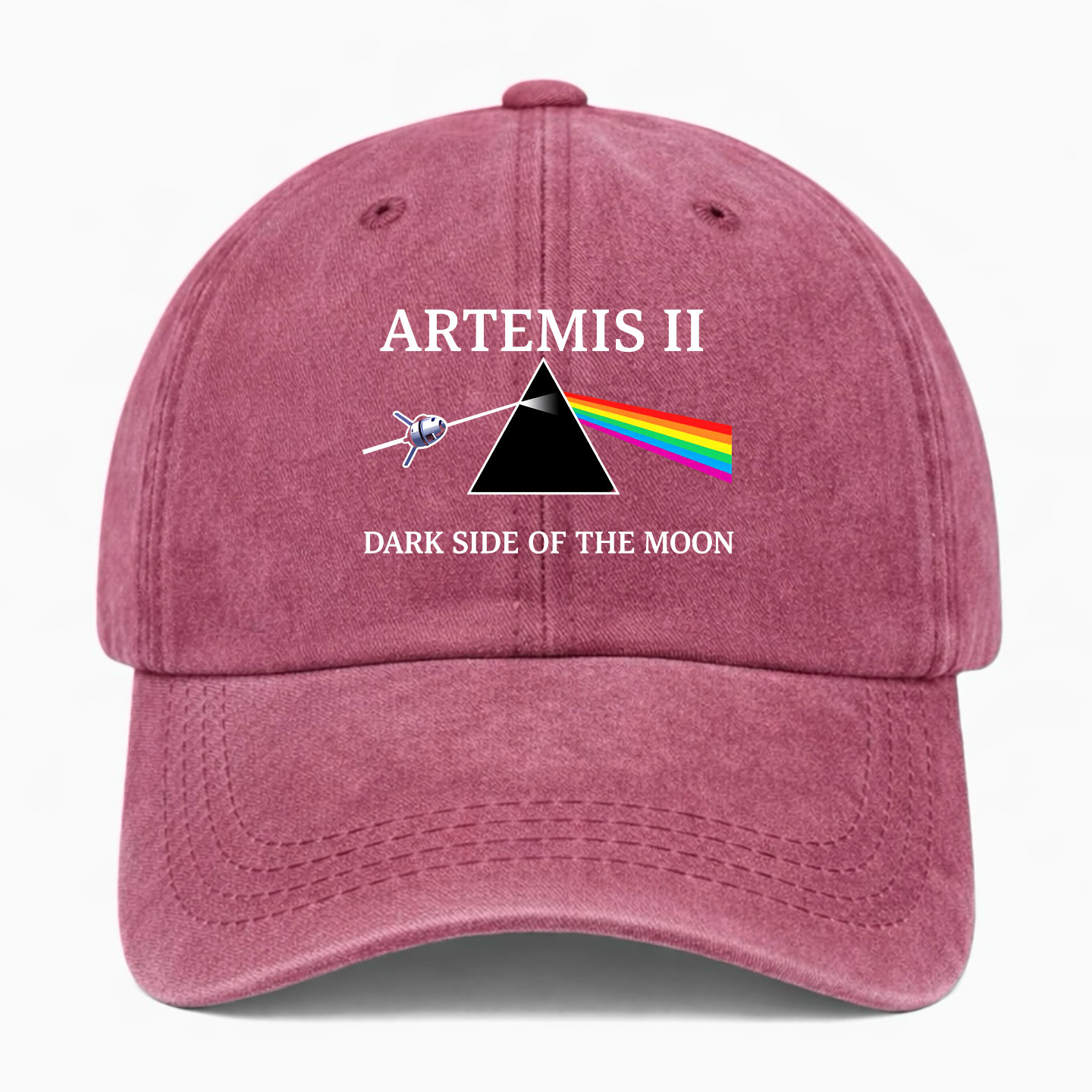 Artemis II Dark Side Moon Hat Space Prism Rainbow Funny Dad Baseball Cap Gift