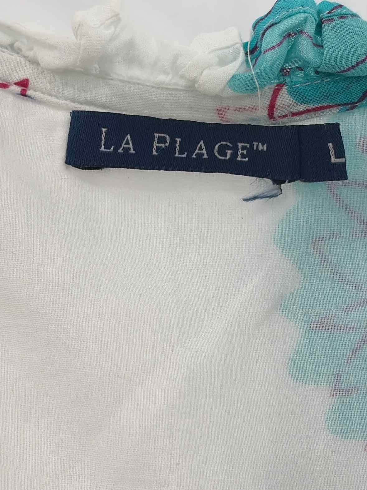 Pre-Owned La Plage White Size Large Knee Length Short Sleeve Dress