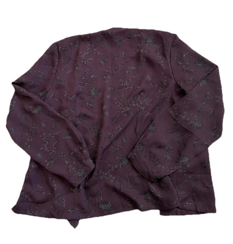 Pendleton Womens Size 12 Burgundy Floral Tie Neck Blouse Button Front Boho