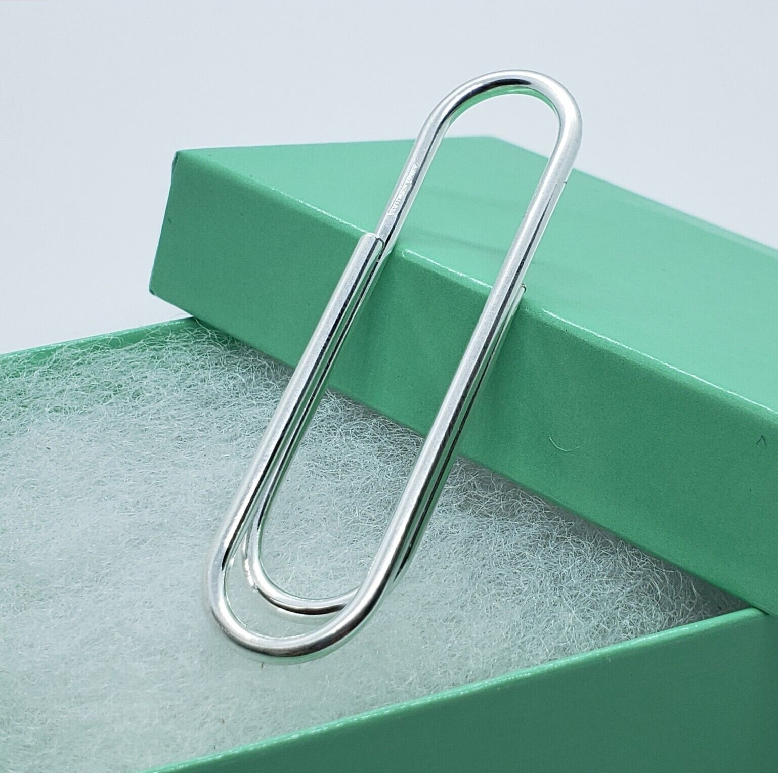 925 Sterling Silver Large Paper Clip Money Clip Made in Italy 2 3/8 x 5/8 inch