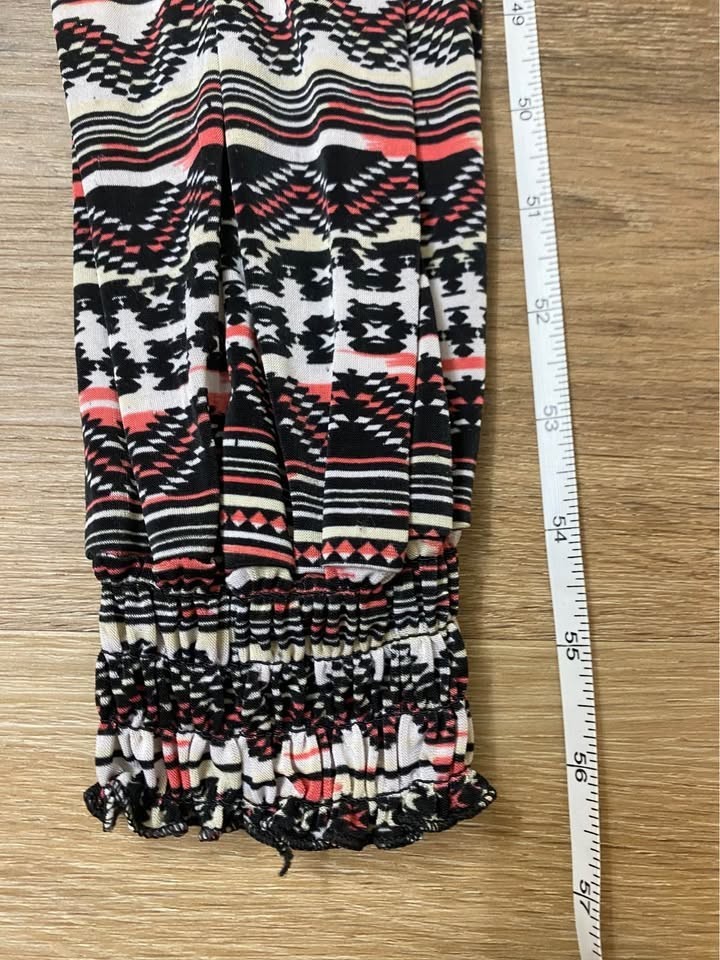 Aztec Print Sleeveless Jumpsuit Pantsuit XL Black White Neon Pink Silk Blend