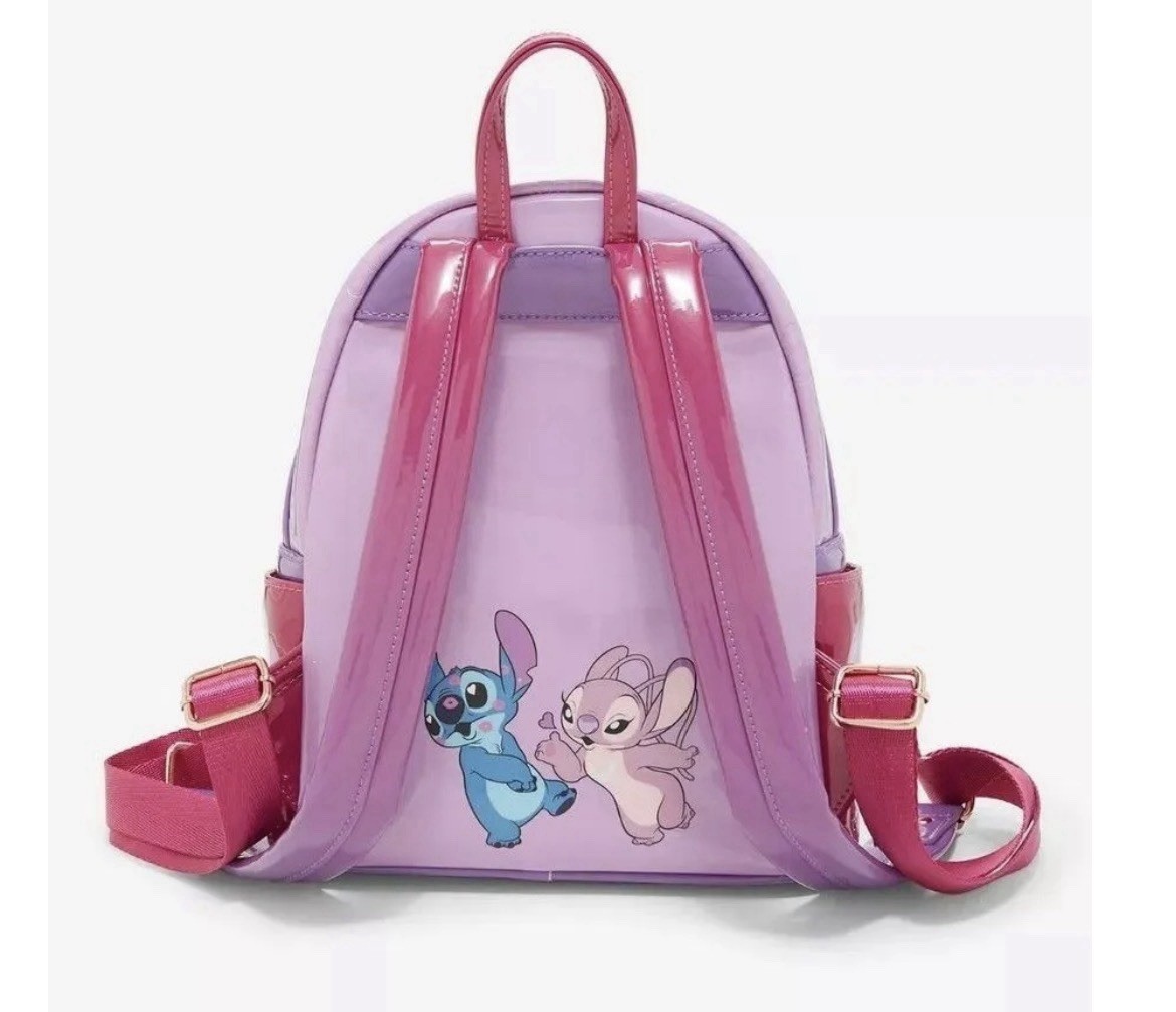 Loungefly Disney Lilo & Stitch Stitch & Angel Purple Pink Backpack & Zip Wallet