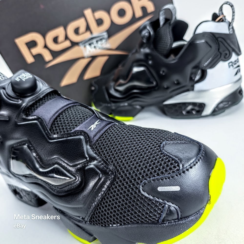 Reebok Aries InstaPump US 9.5 Men’s Black Silver Yellow Retro Fury 100208650 New