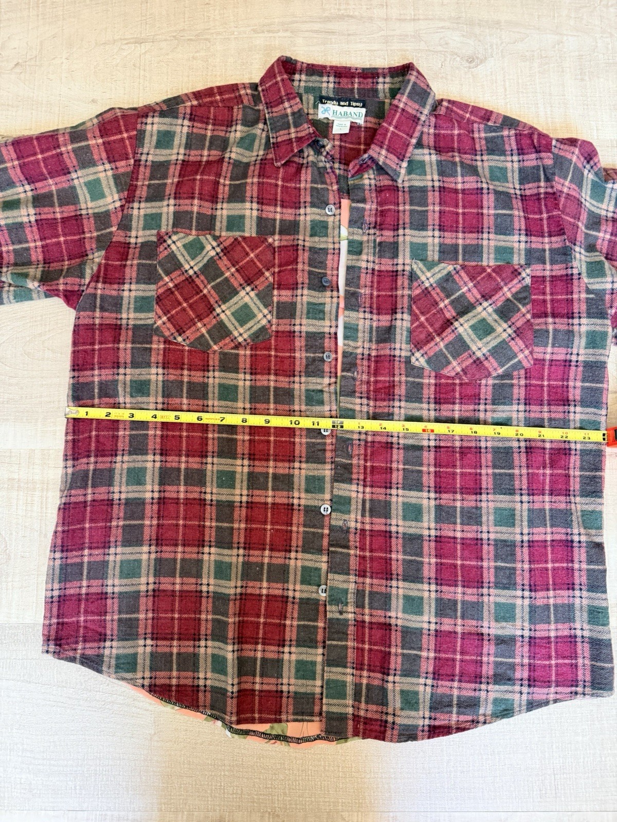 Trendy & Tipsy Reconstructed Vintage Flannel – Floral Back Panel