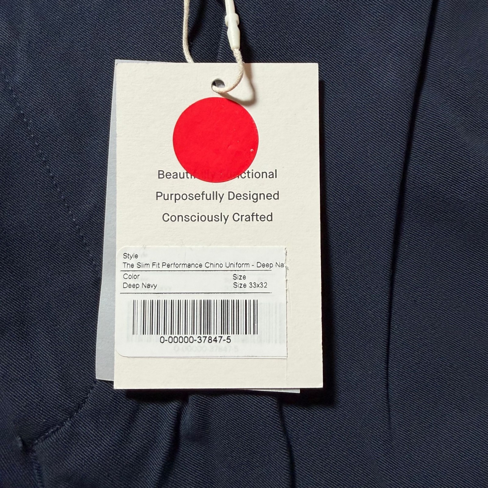 Everlane The Performance Chino | Uniform Deep Navy Slim Fit Size 33×32 NWT