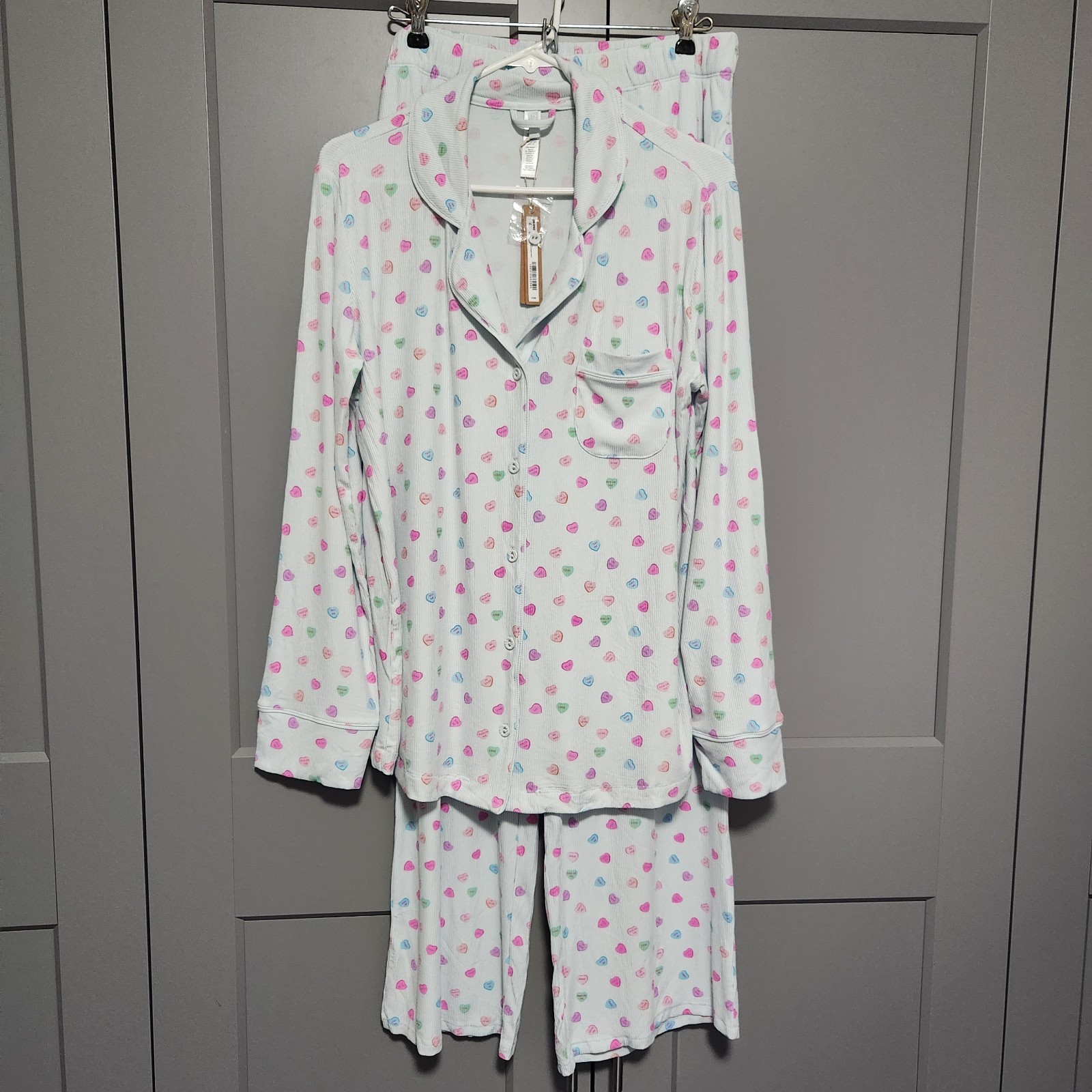 New Skims Soft Lounge RARE Cloud Candy Hearts Valentines M Set Pajama Top Pants