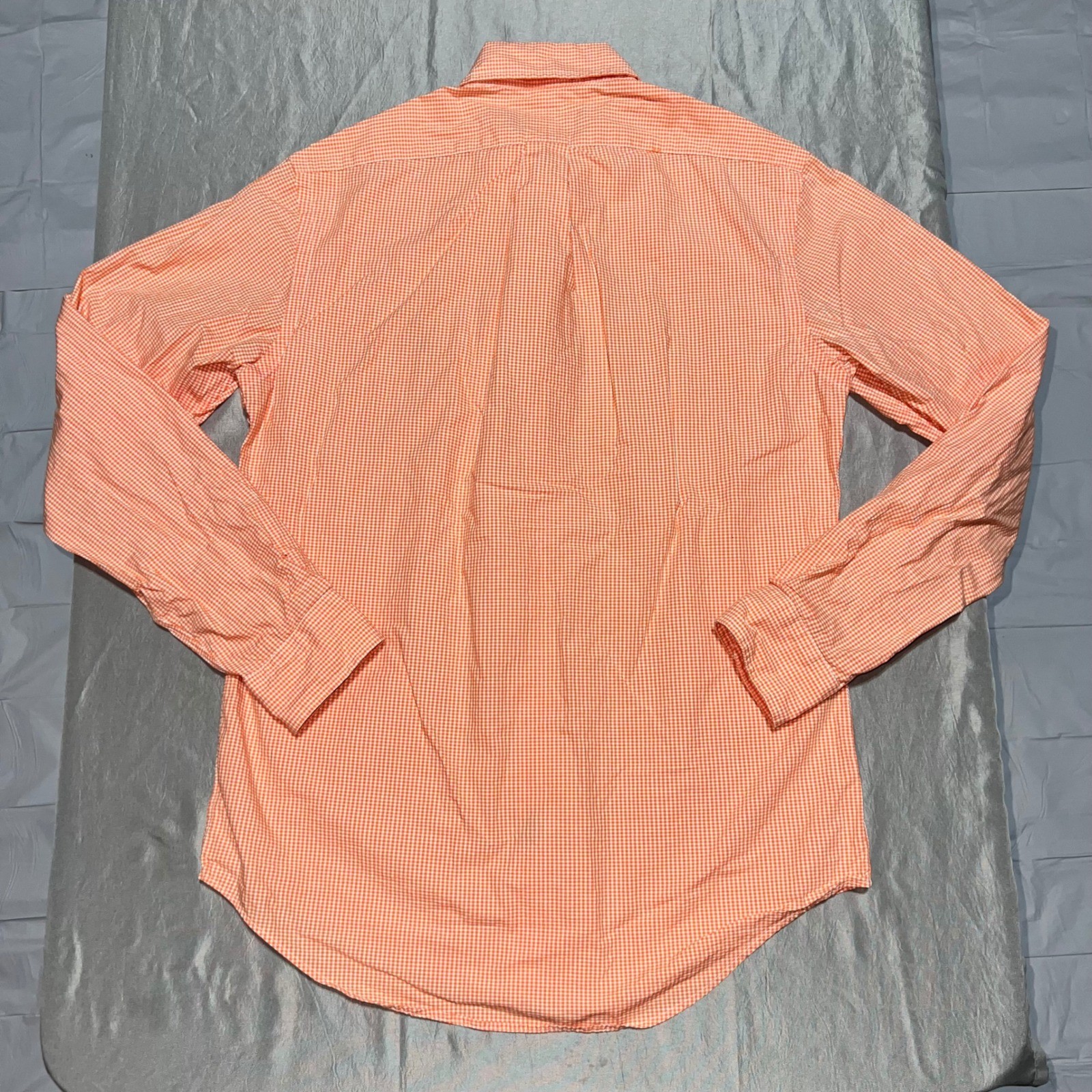 Ralph Lauren Mens Gingham Button Down Shirt Orange White Cotton Small RN41381
