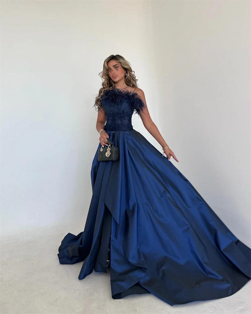 Formal Evening Gown Saudi Arabia Strapless A-line Fold Layered Occasion Dresses