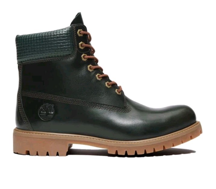 Mens Timberland Premium 6 Waterproof BOOTS Dk. GREEN FULL GRAIN LEATHER Sz 8.5