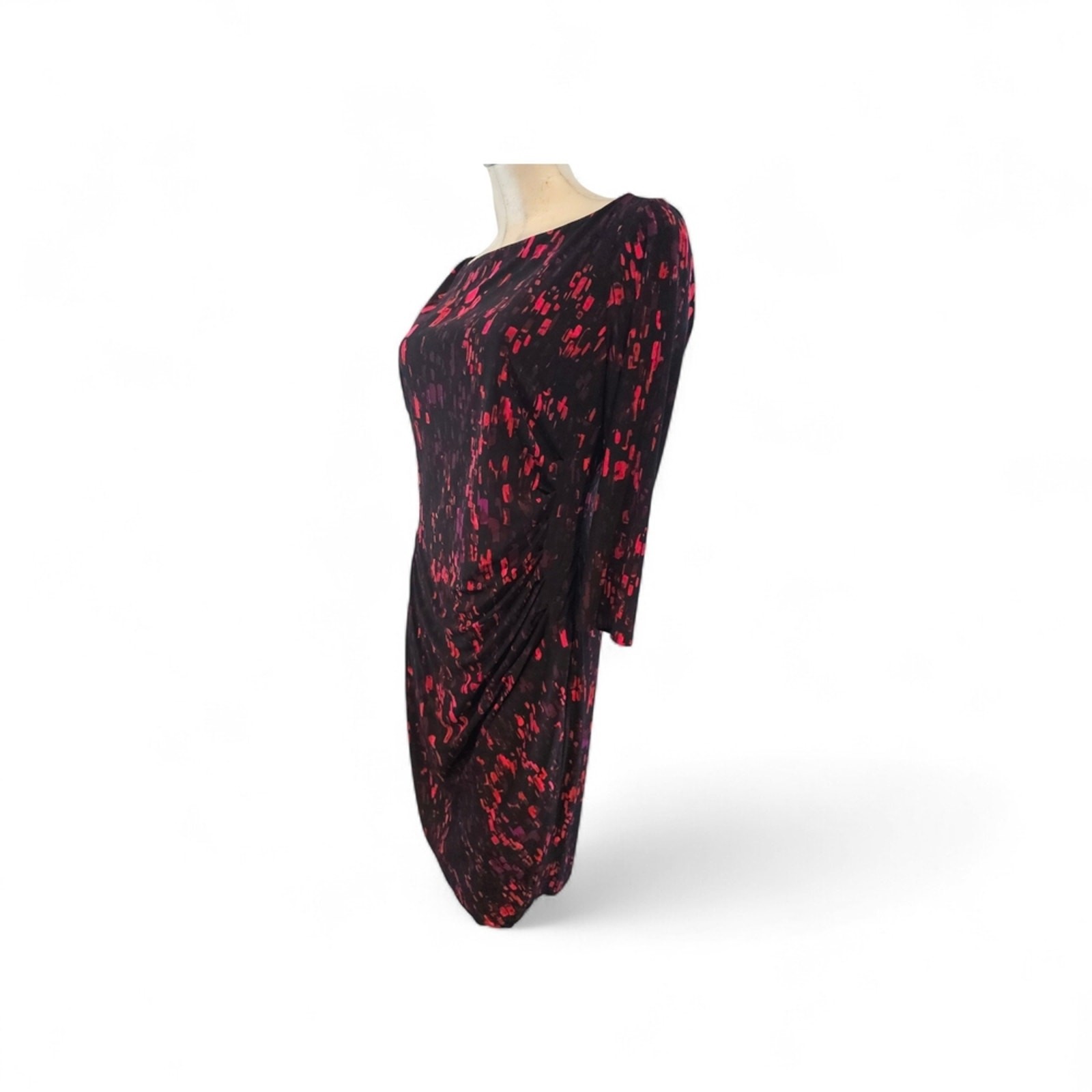 Chaps By Ralph Lauren Size L Sheath Dress Red Black Pink