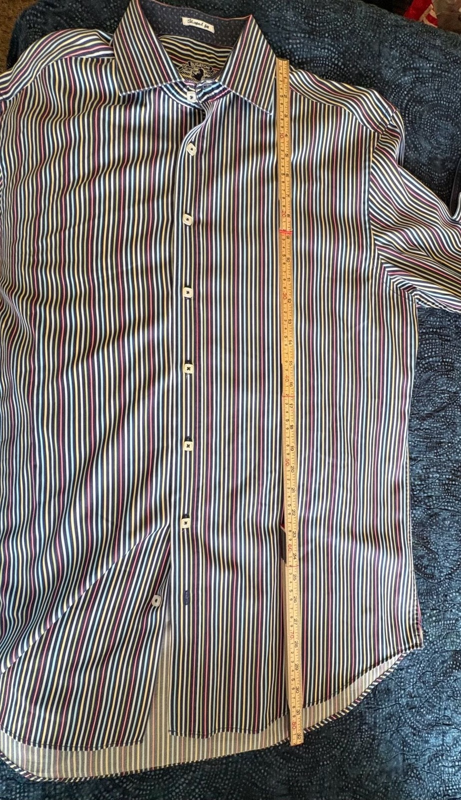 Bugatchi Men’s Multicolor Striped Long Sleeve Sport Shirt, Shaped Fit